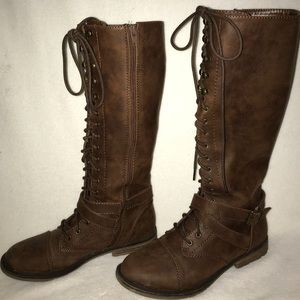Tall brown Mossimo combat/riding boots. Worn twice